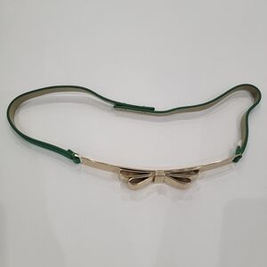BCBGMaxAzria Gold Bow Belt with Green Strap